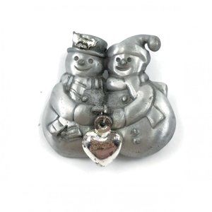 Vintage Christmas Snowman Brooch, Holiday Pin,